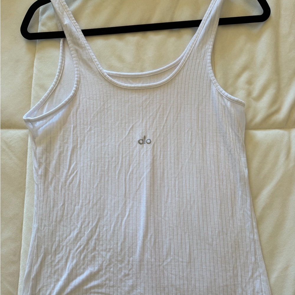 ALO Yoga White Ribbed Tank Top